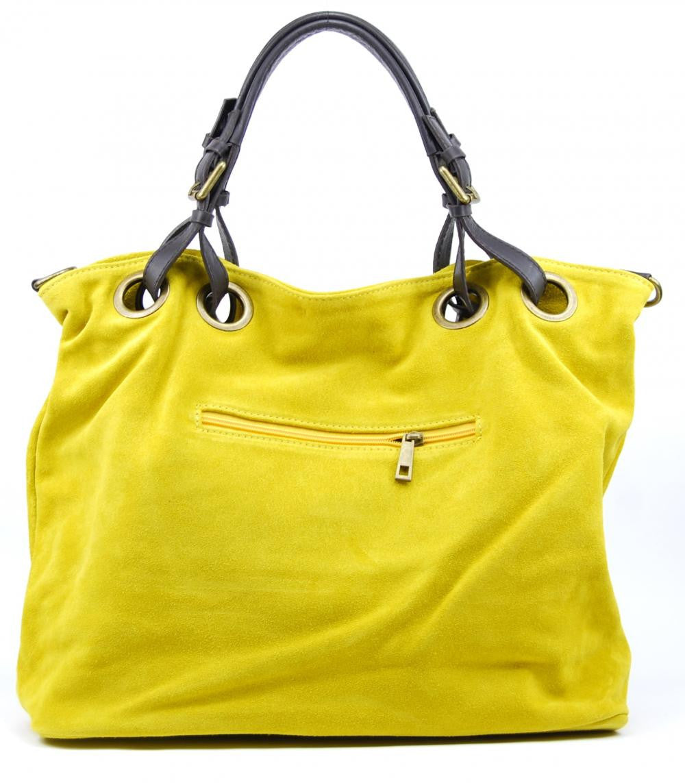 Sac cabas en croûte de cuir OPERA Jaune tournesol