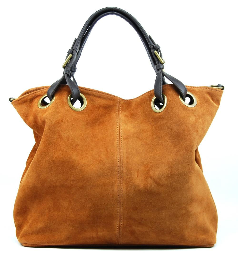 Sac cabas en croûte de cuir OPERA Cognac foncé