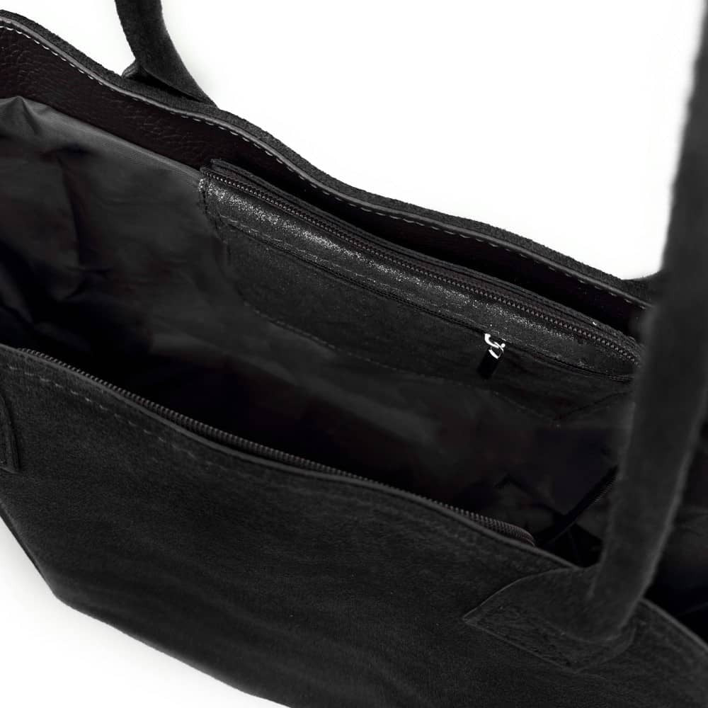Sac cabas en croûte de cuir SASHA Noir