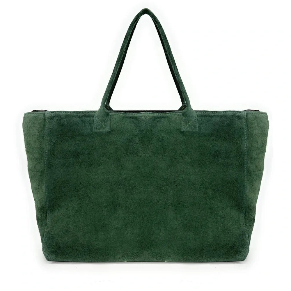 Sac cabas en croûte de cuir SASHA Vert forêt