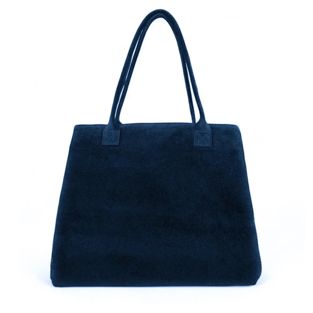 Sac cabas en croûte de cuir SASHA Bleu marine