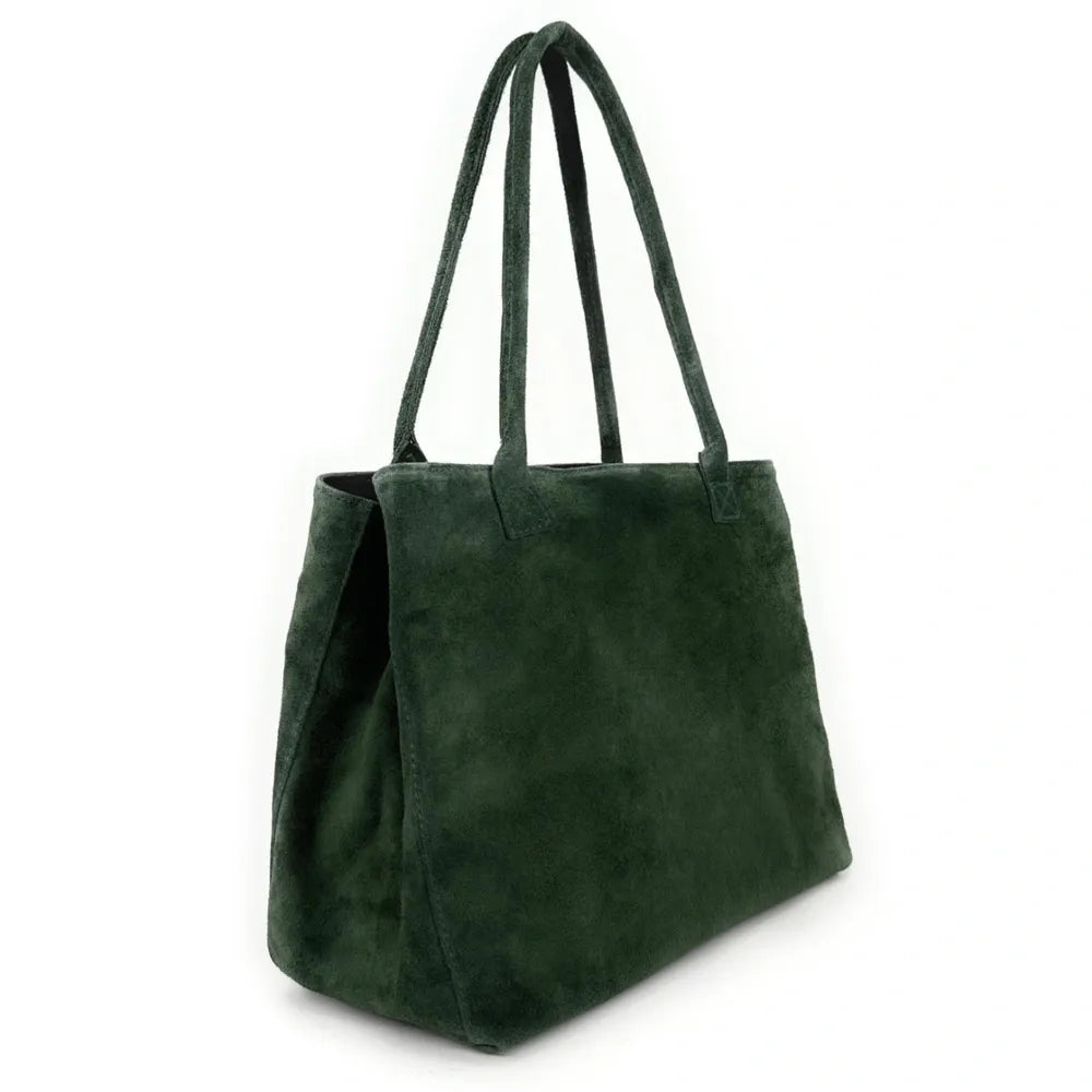 Sac cabas en croûte de cuir SASHA Vert forêt
