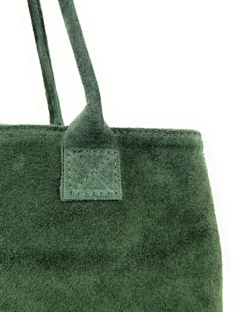 Sac cabas en croûte de cuir SASHA Vert forêt