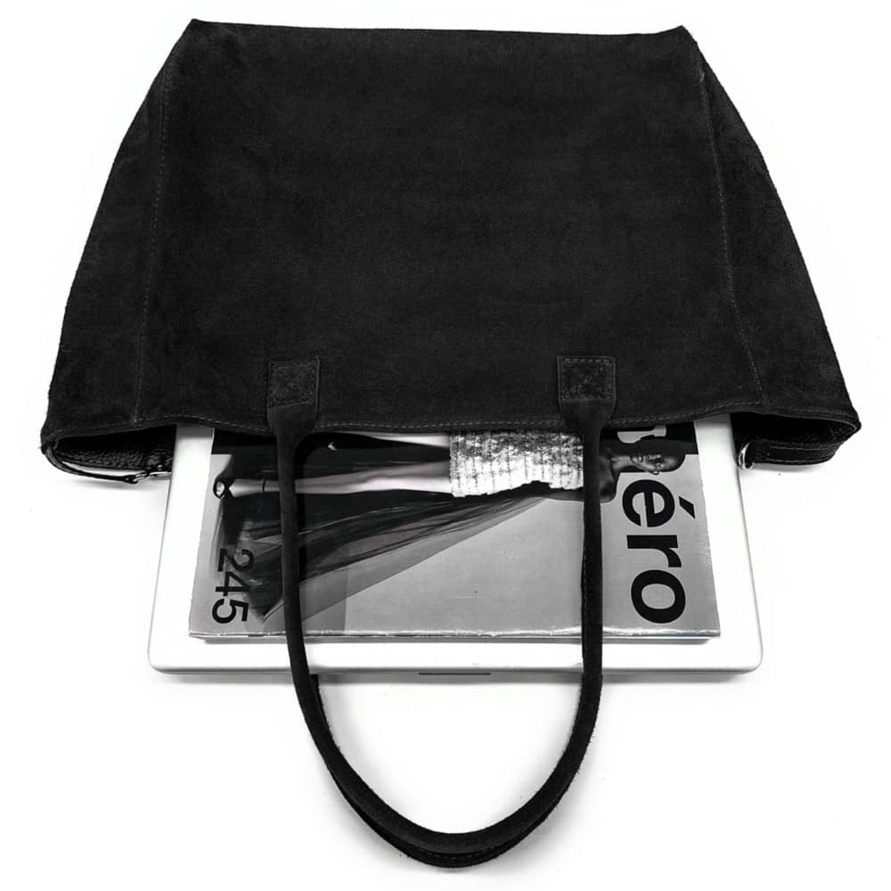 Sac cabas en croûte de cuir SASHA Noir