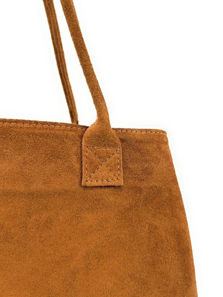 Sac cabas en croûte de cuir SASHA Camel