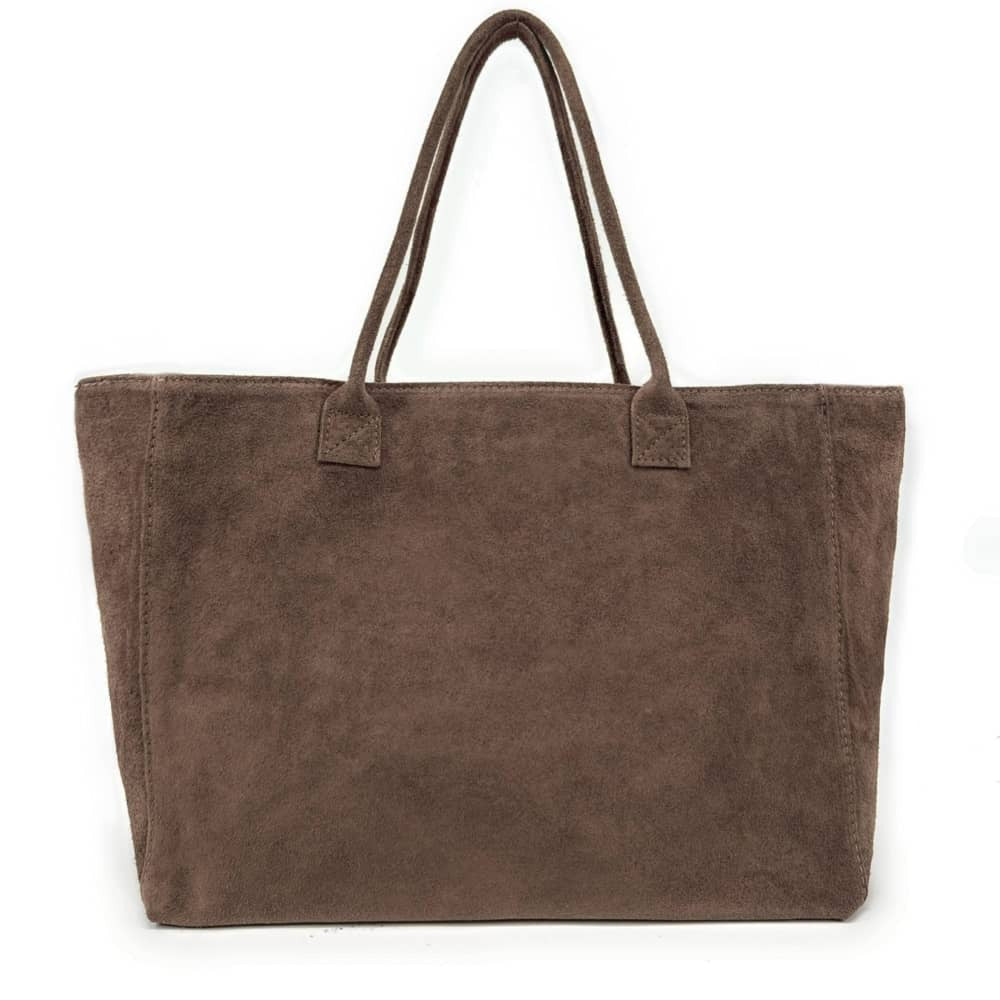 Sac cabas en croûte de cuir SASHA Taupe foncé