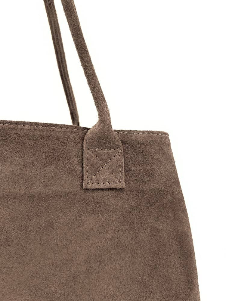 Sac cabas en croûte de cuir SASHA Taupe foncé