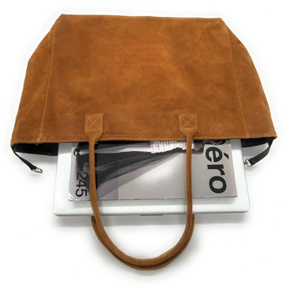 Sac cabas en croûte de cuir SASHA Camel