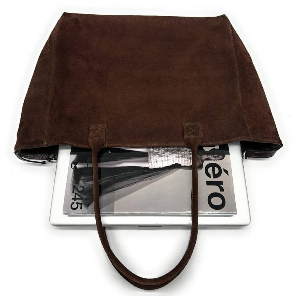 Sac cabas en croûte de cuir SASHA Chocolat