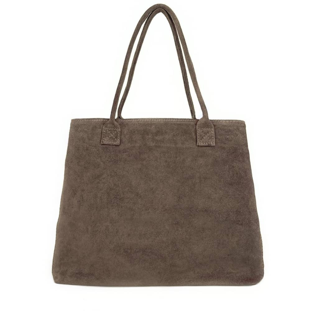 Sac cabas en croûte de cuir SASHA Taupe foncé
