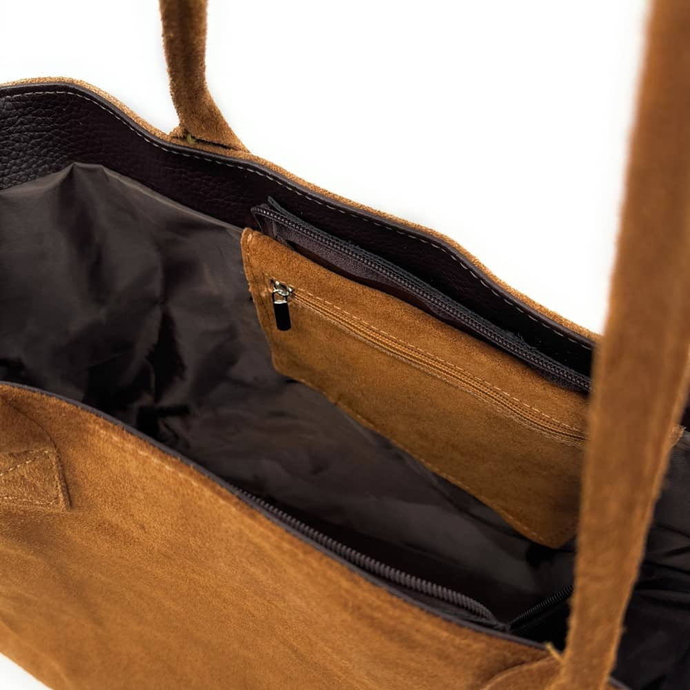 Sac cabas en croûte de cuir SASHA Camel