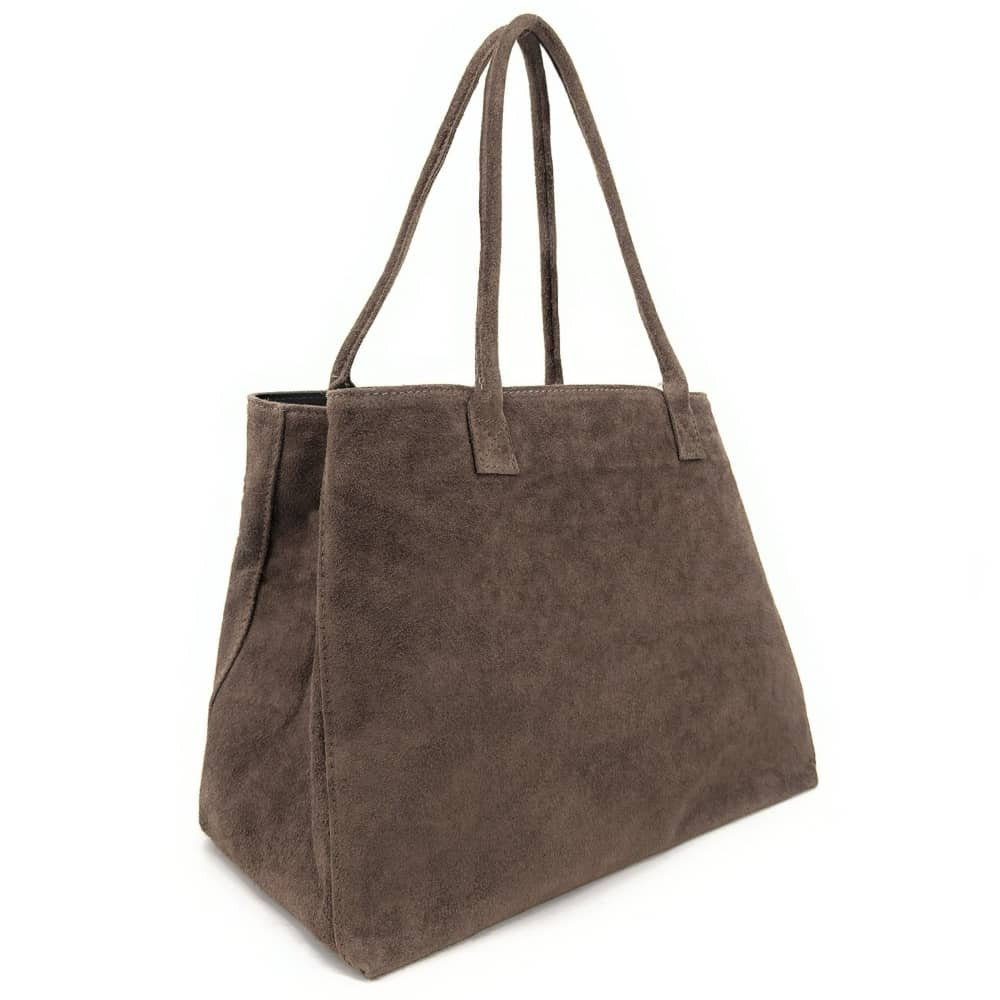 Sac cabas en croûte de cuir SASHA Taupe foncé