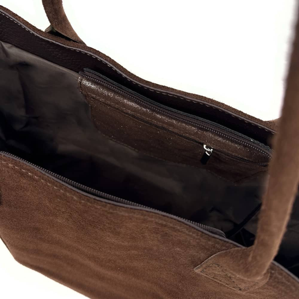Sac cabas en croûte de cuir SASHA Chocolat