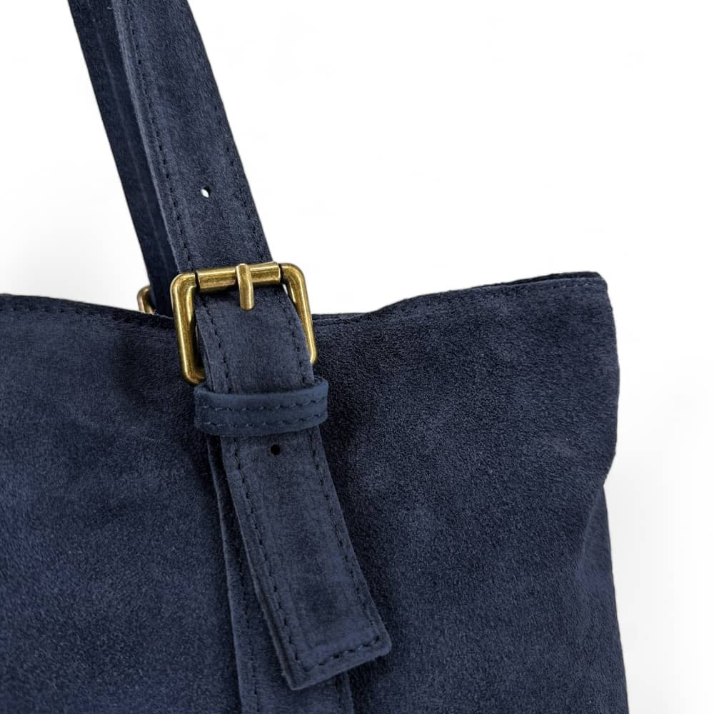 Sac cabas en croûte de cuir TOKYO Bleu marine