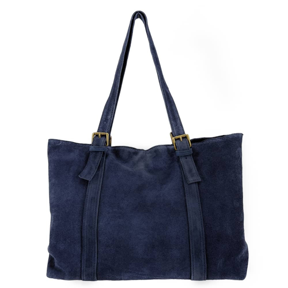 Sac cabas en croûte de cuir TOKYO Bleu marine