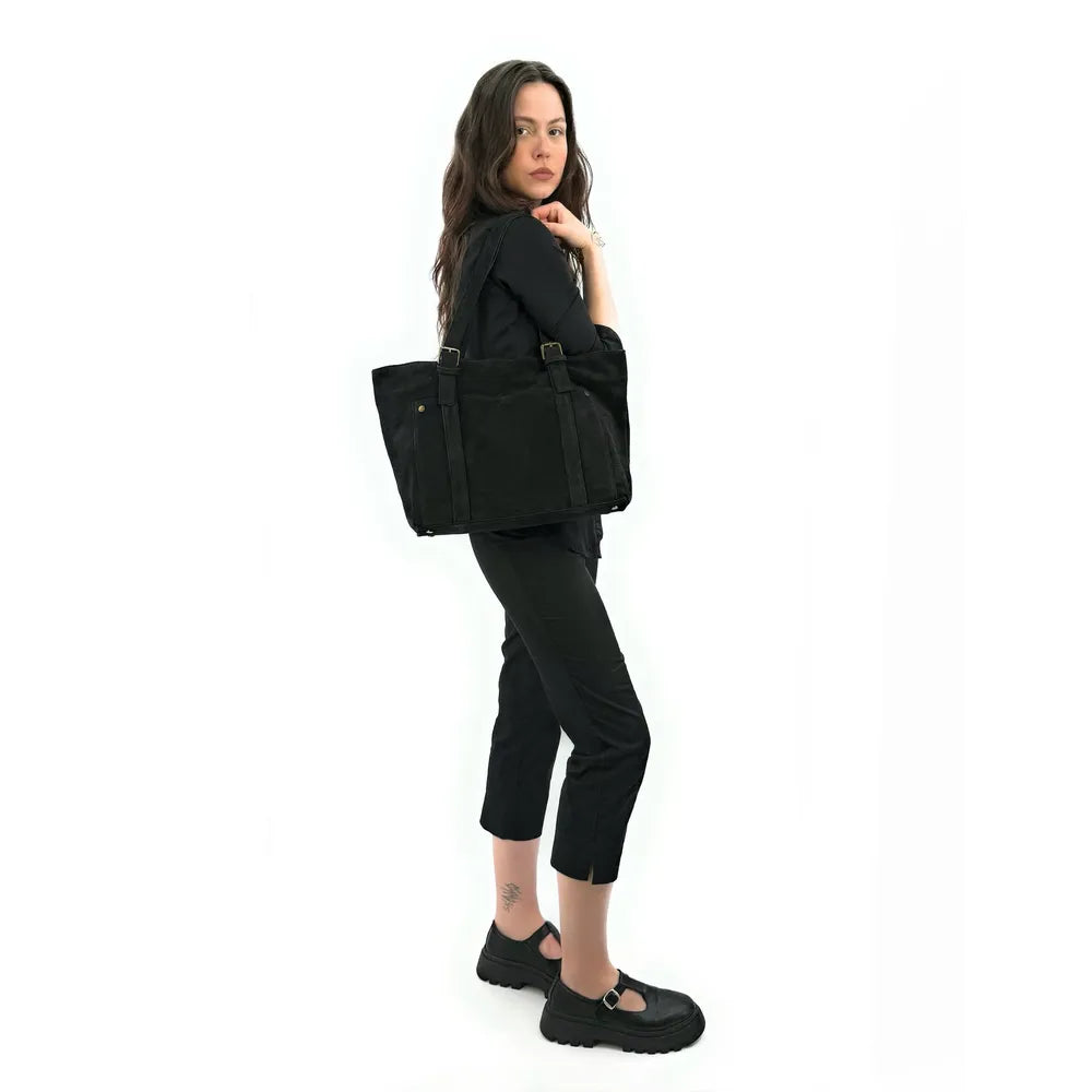 Sac cabas en croûte de cuir TOKYO Noir