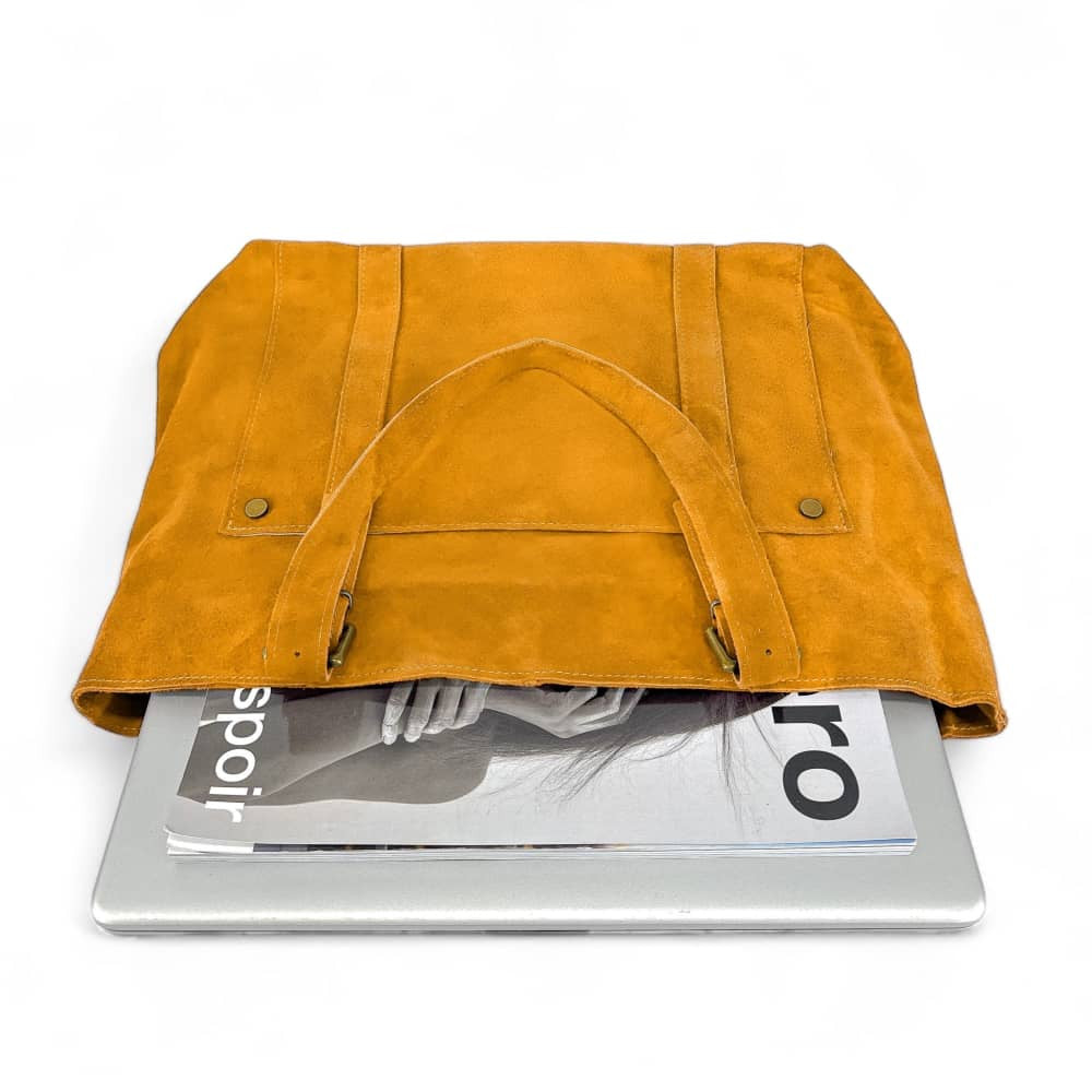 Sac cabas en croûte de cuir TOKYO Jaune tournesol