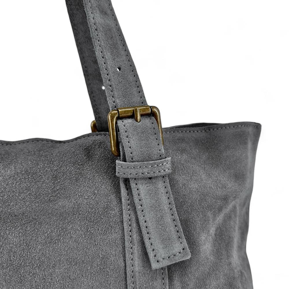 Sac cabas en croûte de cuir TOKYO Gris pigeon