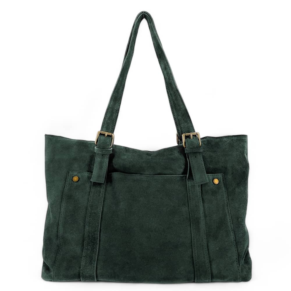 Sac cabas en croûte de cuir TOKYO Vert forêt