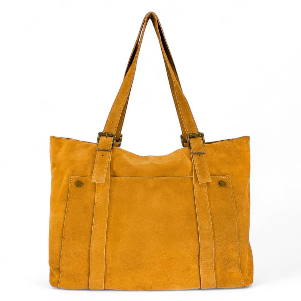 Sac cabas en croûte de cuir TOKYO Jaune tournesol