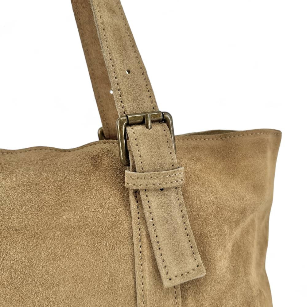 Sac cabas en croûte de cuir TOKYO Taupe clair