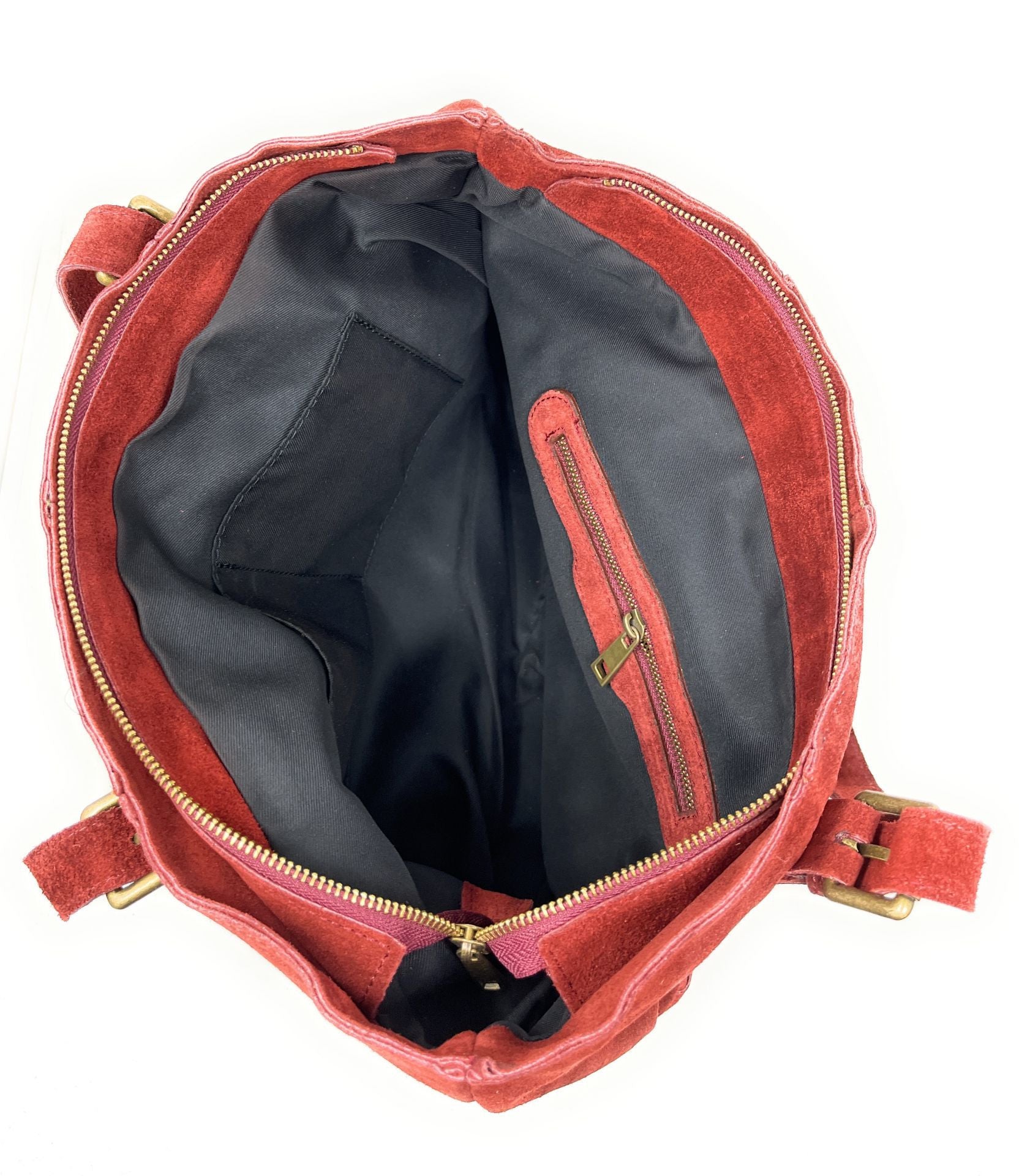 Sac cabas en croûte de cuir TOKYO Rouge foncé
