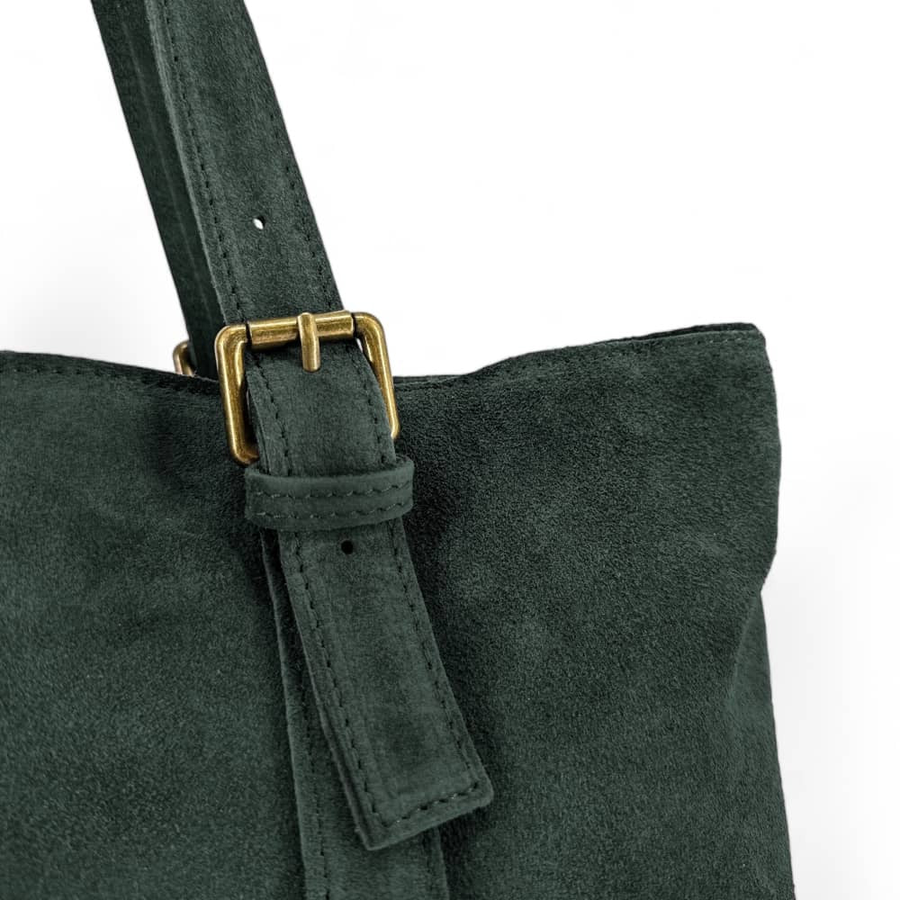 Sac cabas en croûte de cuir TOKYO Vert forêt