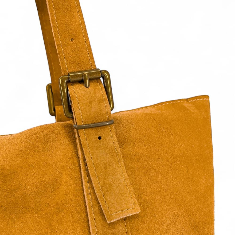 Sac cabas en croûte de cuir TOKYO Jaune tournesol