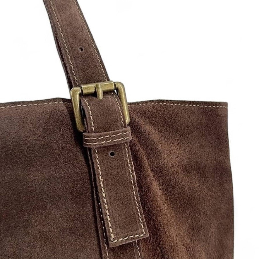 Sac cabas en croûte de cuir TOKYO Chocolat