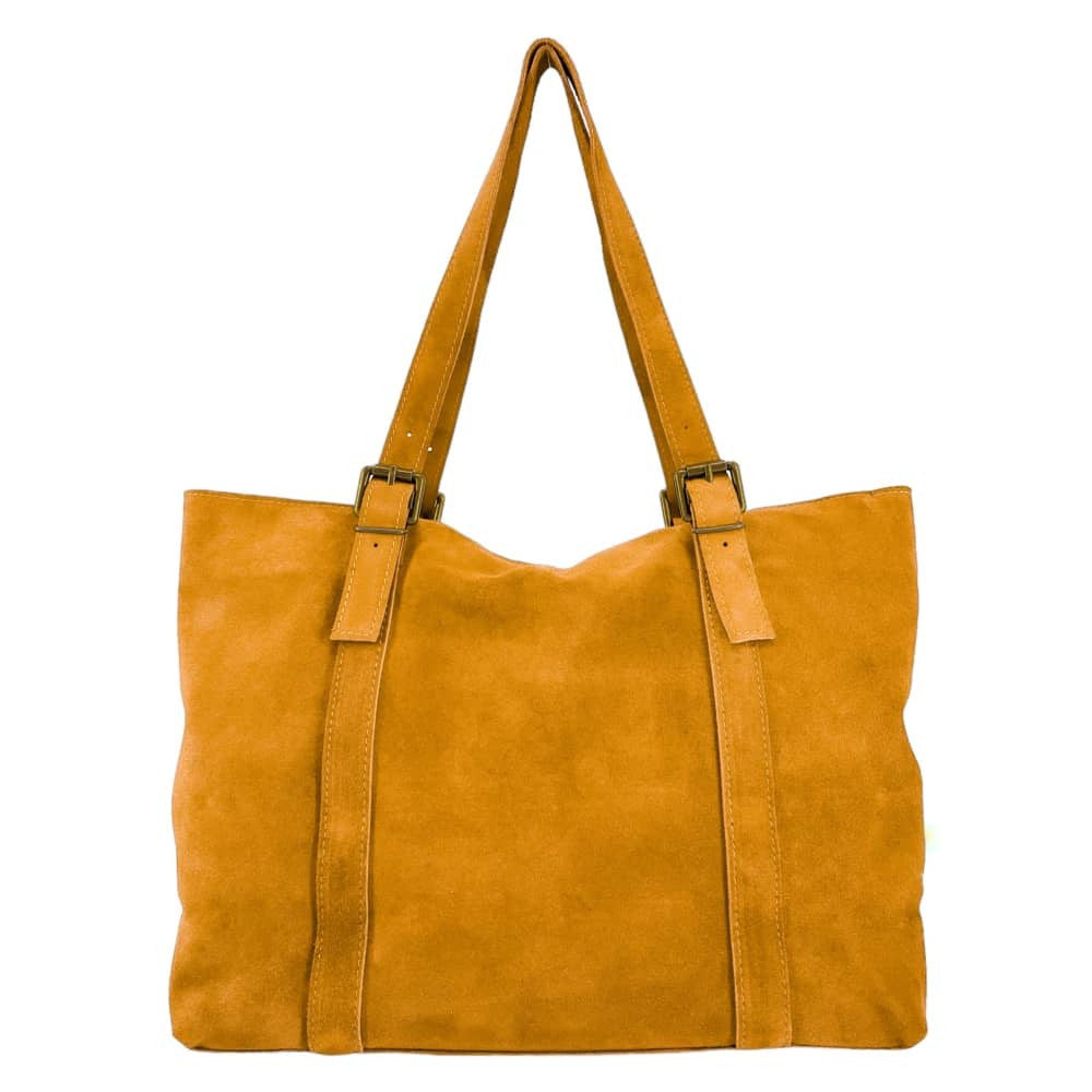 Sac cabas en croûte de cuir TOKYO Jaune tournesol