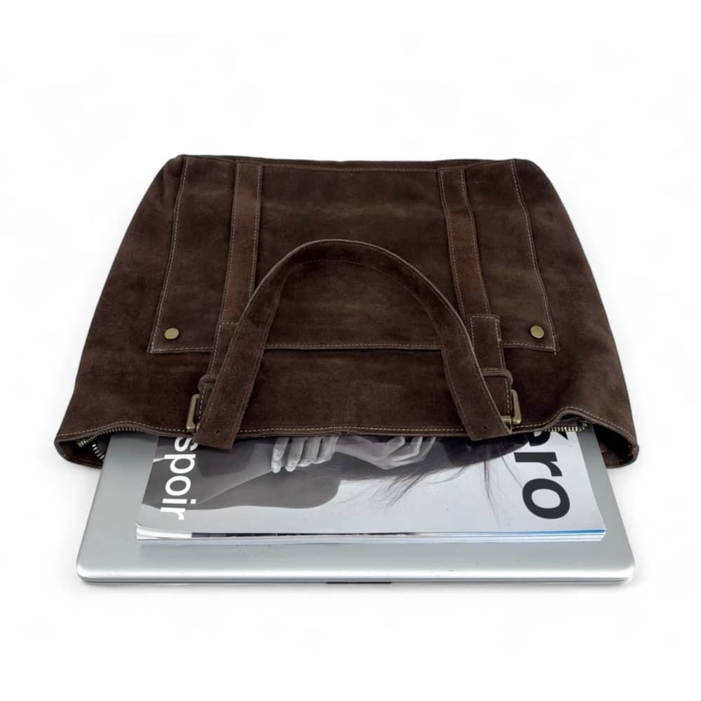 Sac cabas en croûte de cuir TOKYO Chocolat