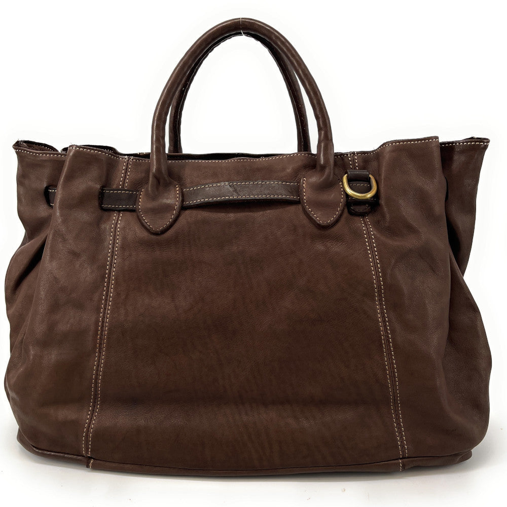 Grand sac cabas en cuir souple tannage végétal DEMETER Chocolat