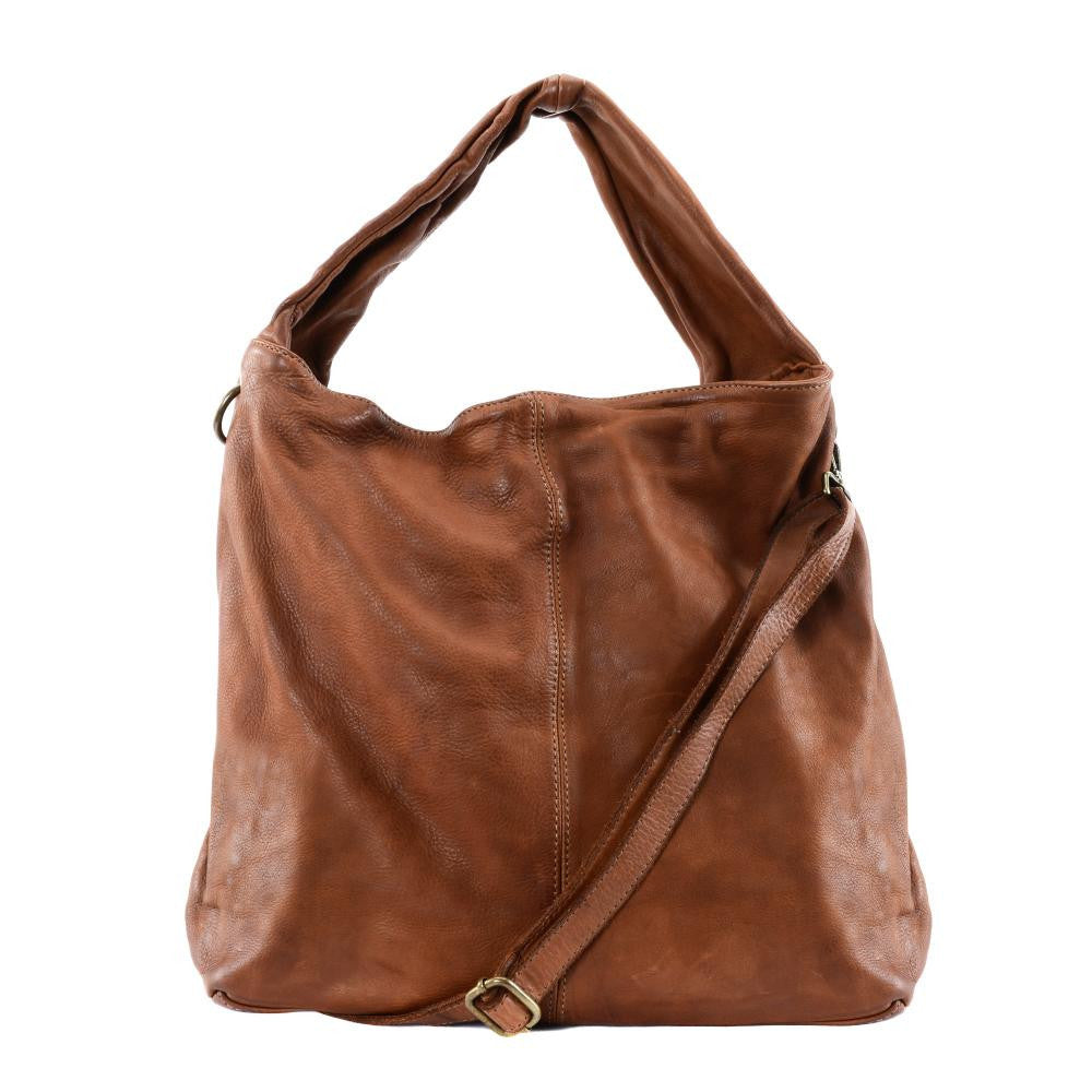 Sac cabas en cuir vintage MISS BARDOT Cognac