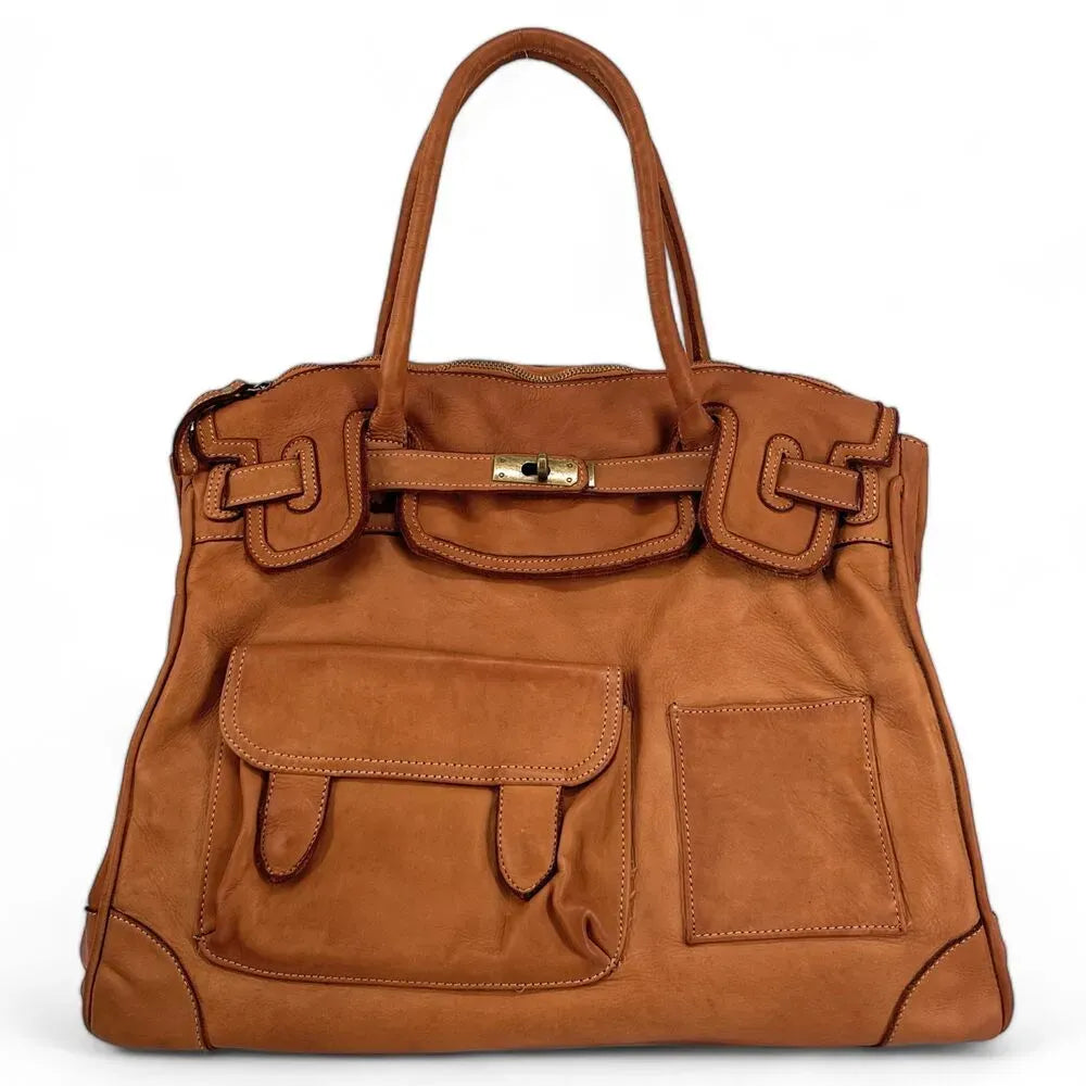Sac cabas en cuir vintage MISS ELOISE Camel