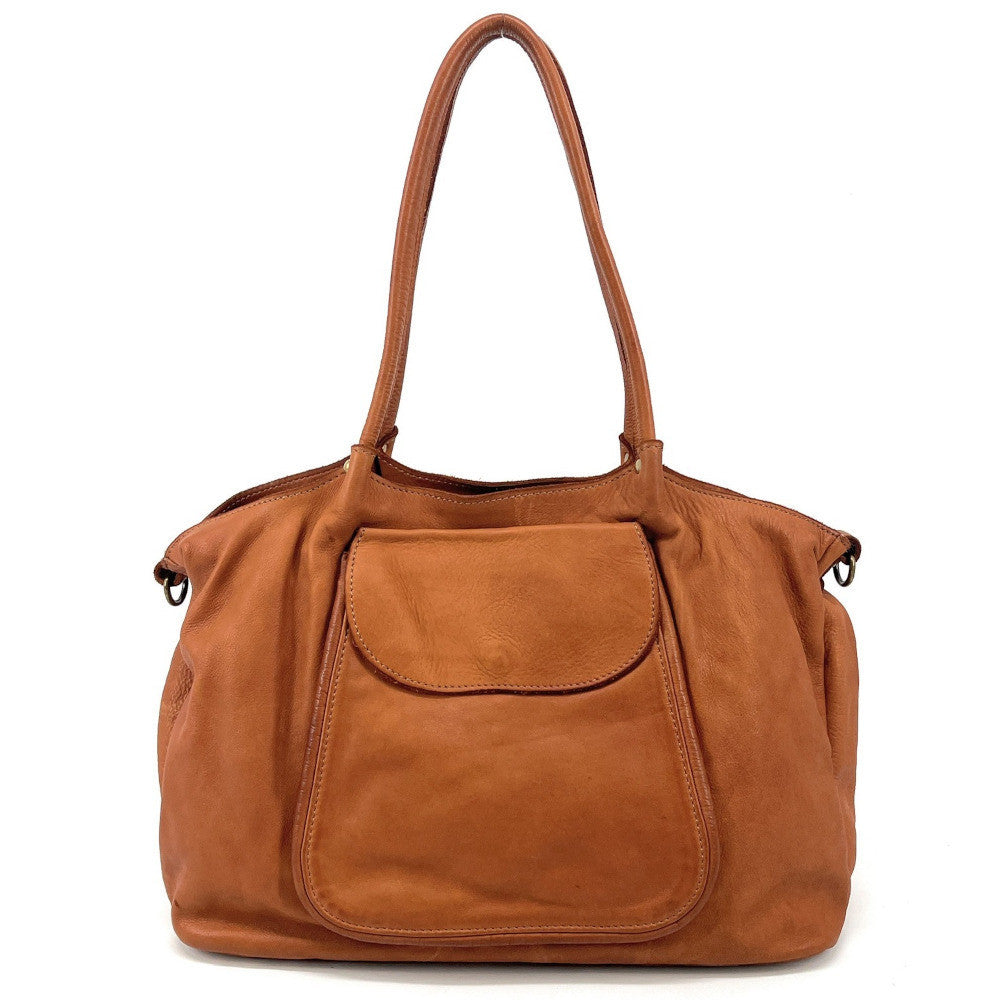 Sac cabas en cuir vintage MISS OH Camel