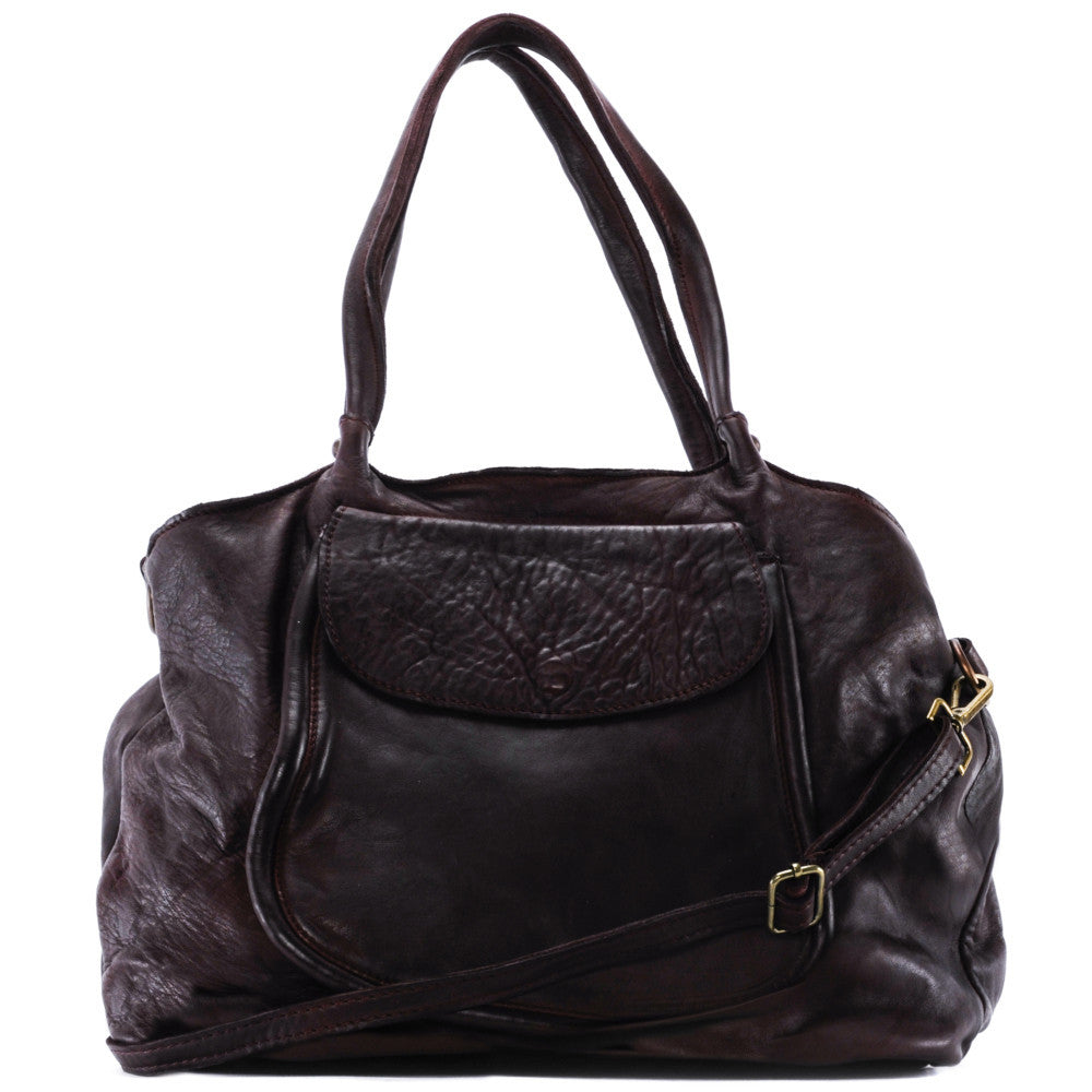 Sac cabas en cuir vintage MISS OH Prune
