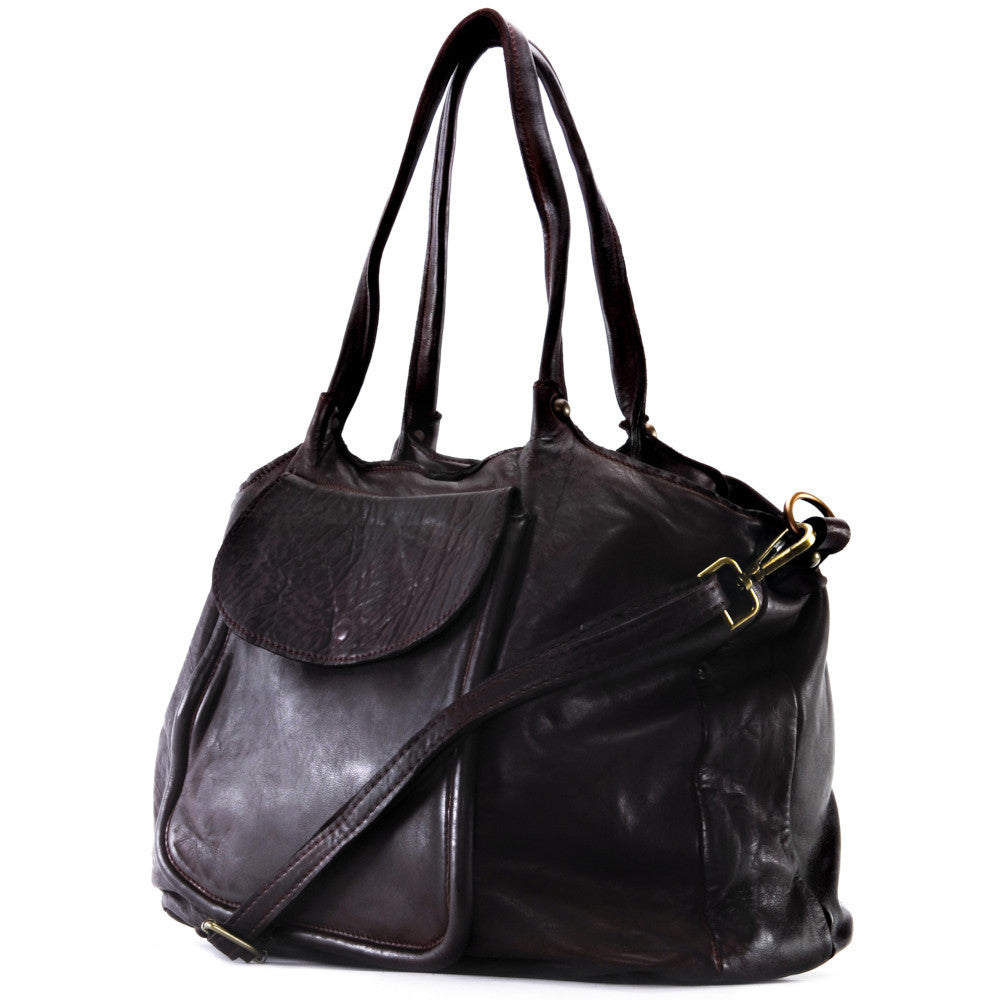 Sac cabas en cuir vintage MISS OH Prune