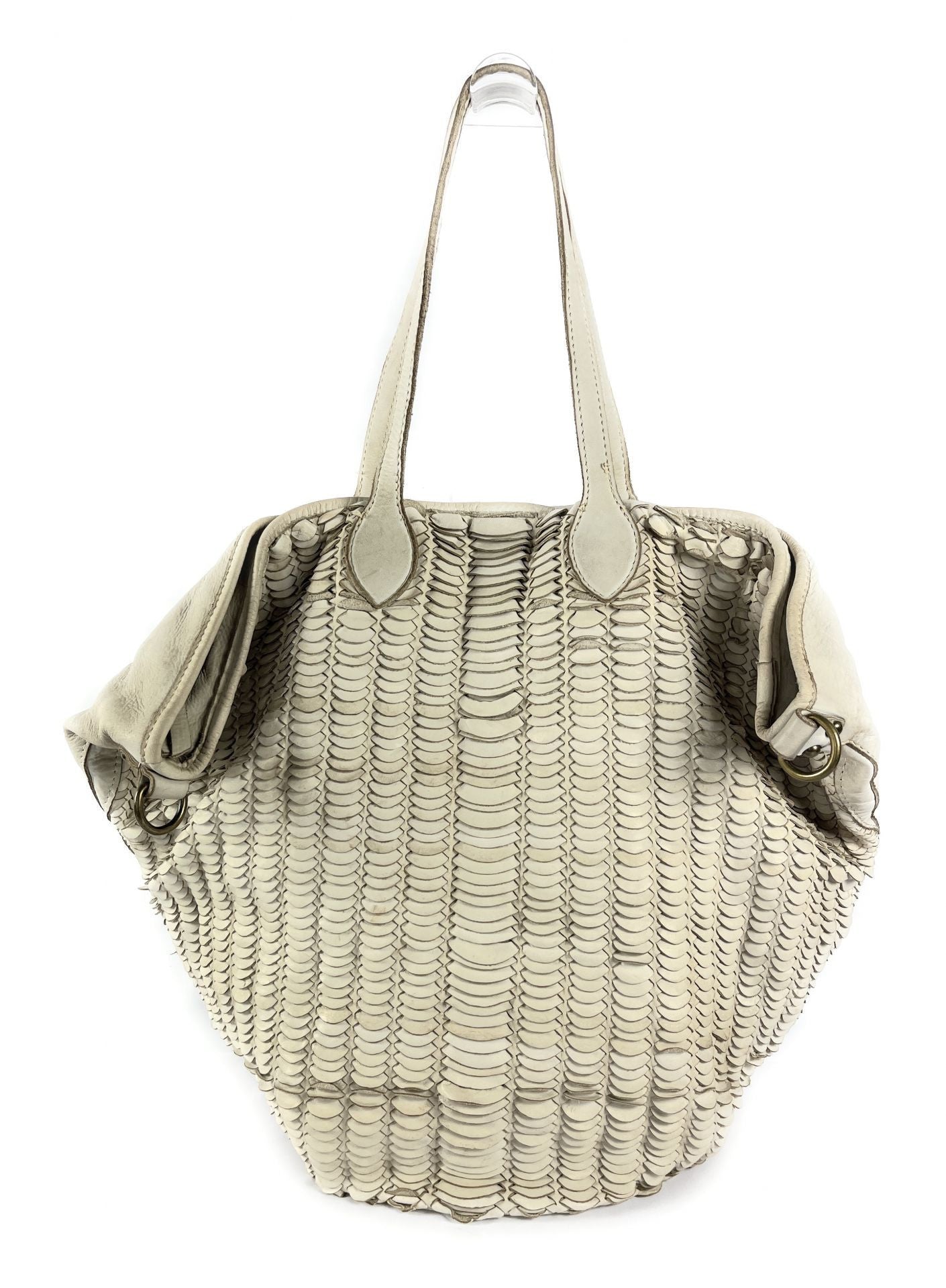 Sac cabas en cuir tressé vintage MISS SELAH Beige crème