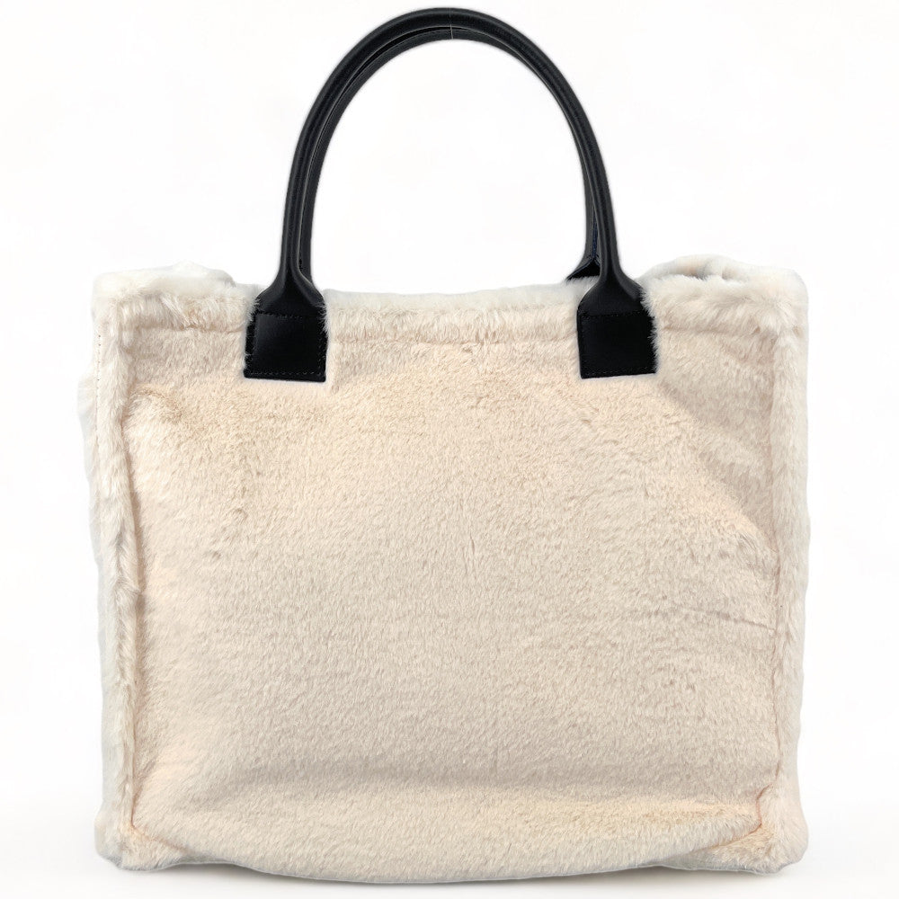 Sac cabas en fausse fourrure et cuir PILLOW Ecru