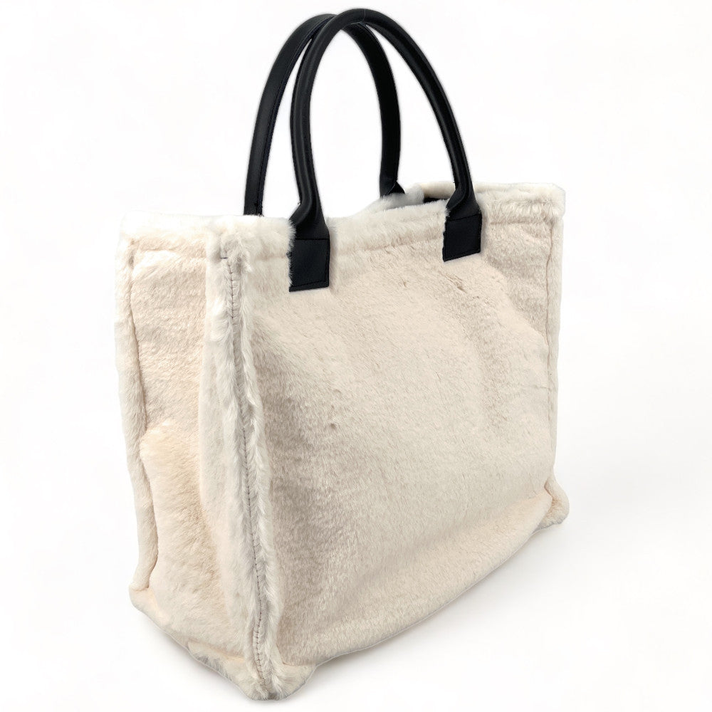 Sac cabas en fausse fourrure et cuir PILLOW Ecru