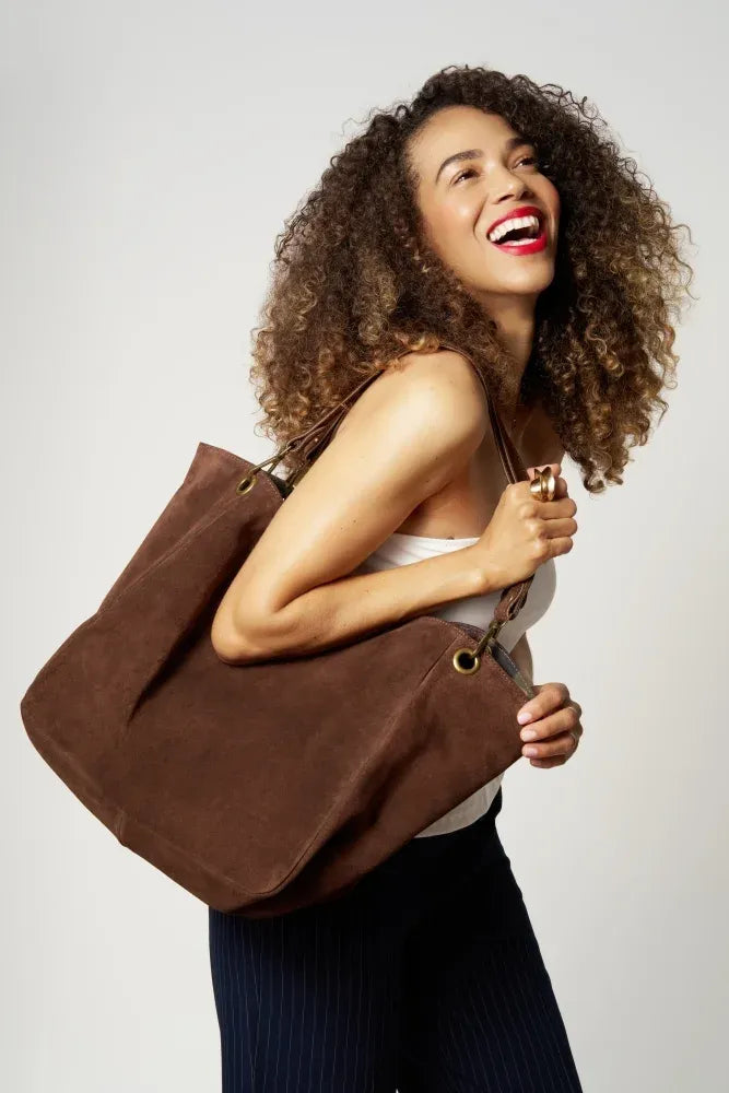 Sac cabas en croûte de cuir WOODLAND M81 Chocolat