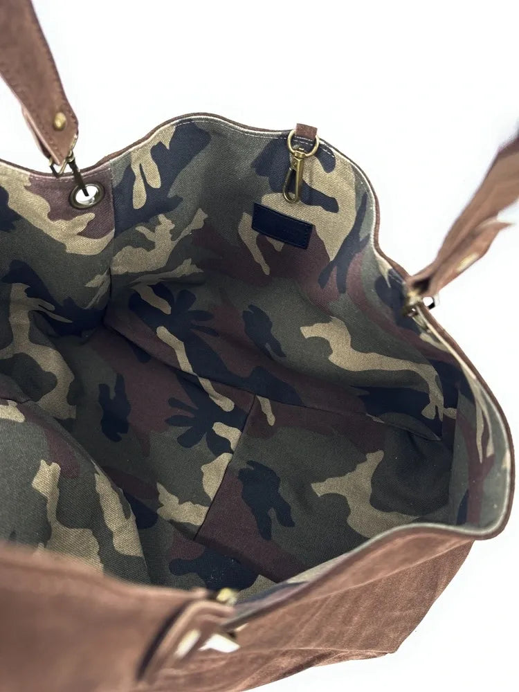 Sac cabas en croûte de cuir WOODLAND M81 Chocolat