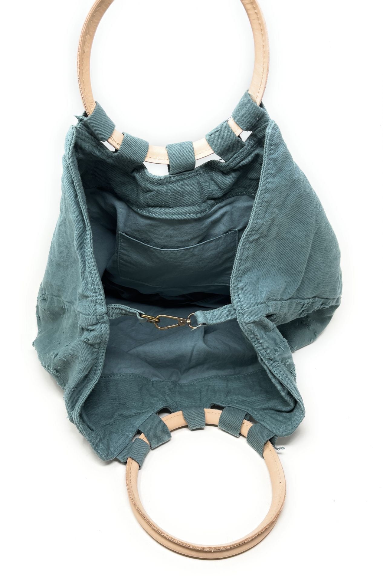 Sac cabas en toile de coton et cuir GOA Céladon