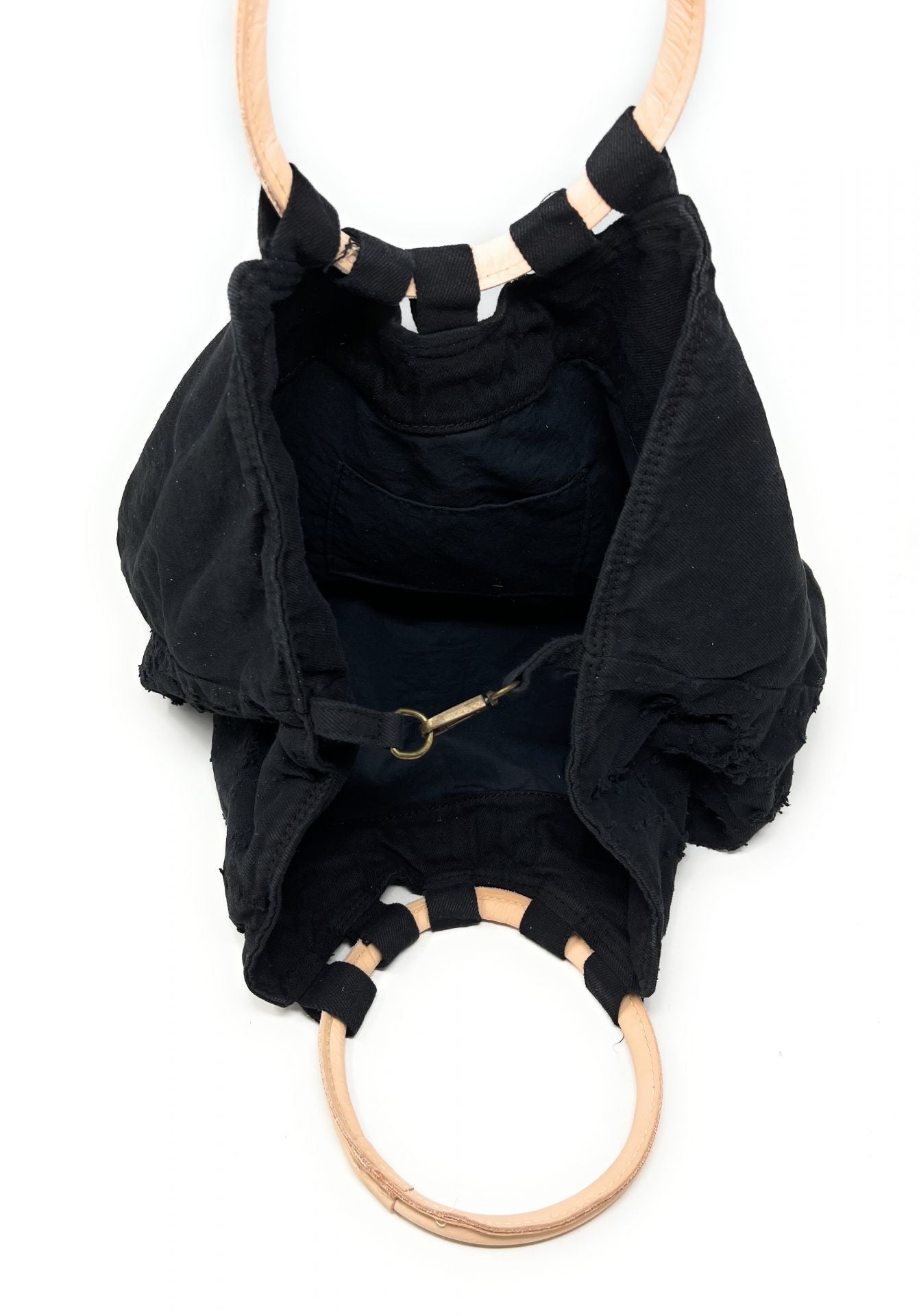 Sac cabas en toile de coton et cuir GOA Noir