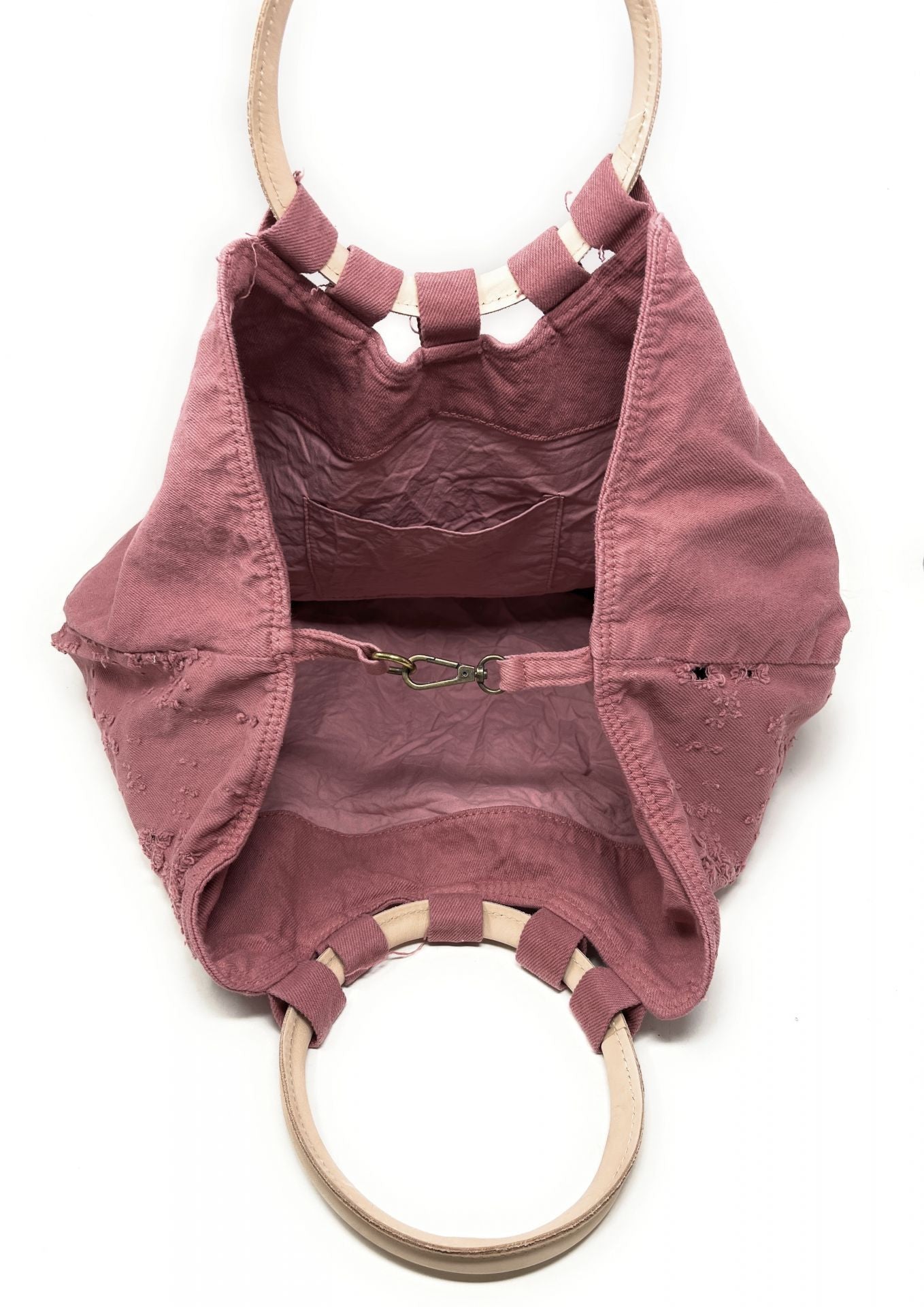 Sac cabas en toile de coton et cuir GOA Rose intense