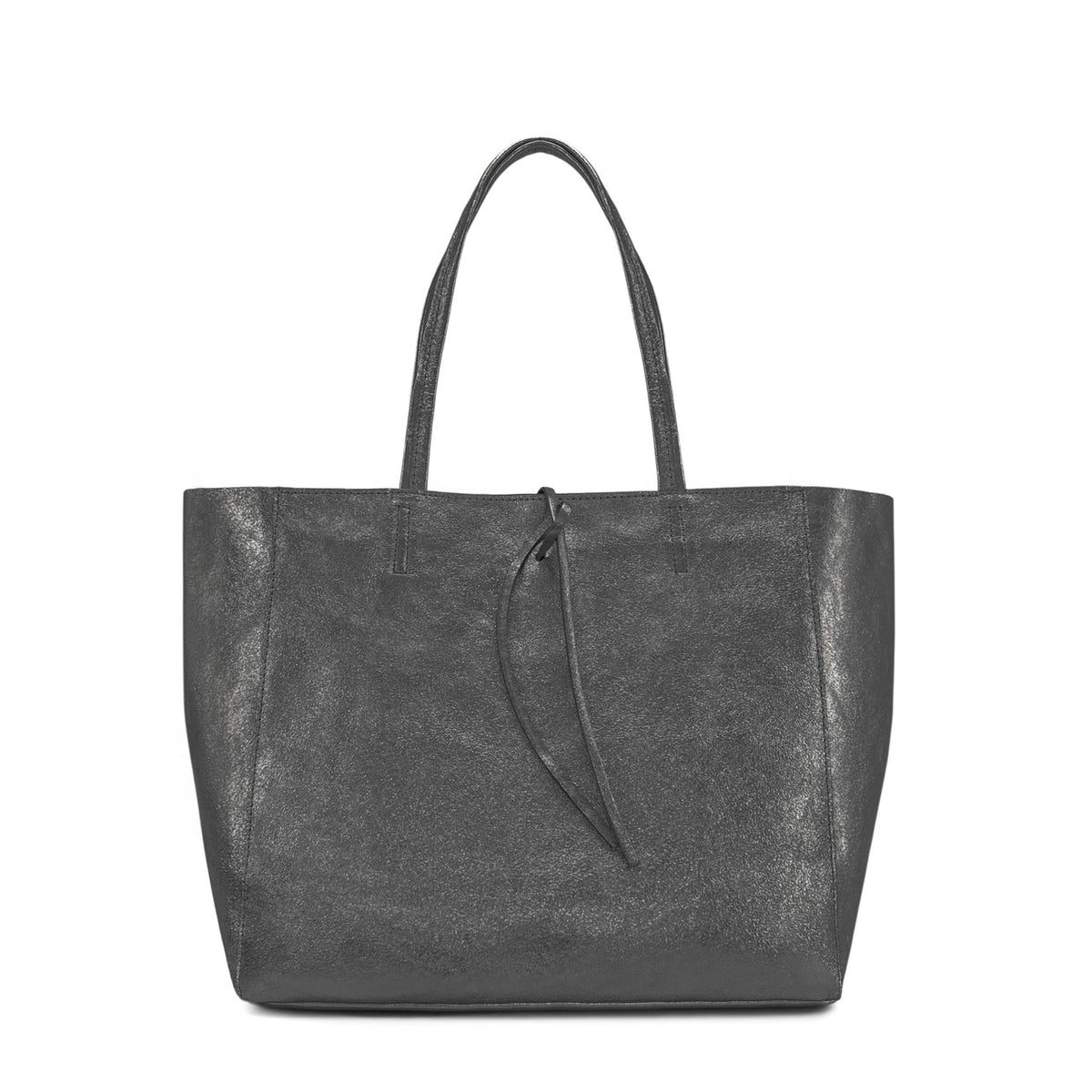 Shopper van gemetalliseerd leer HOBART Donkerzilver