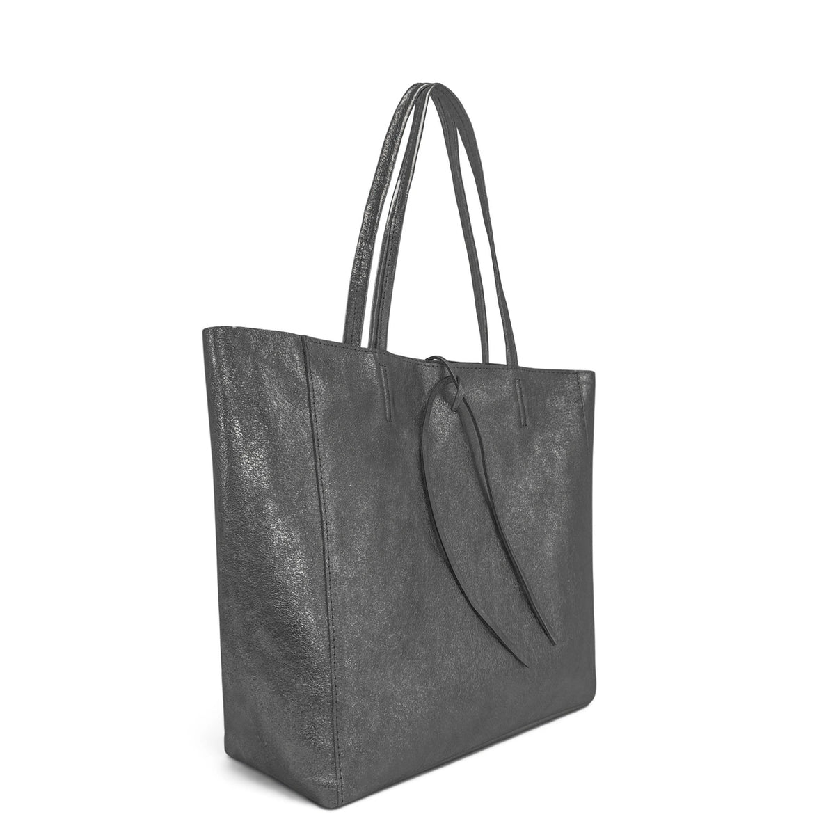 Shopper van gemetalliseerd leer HOBART Donkerzilver