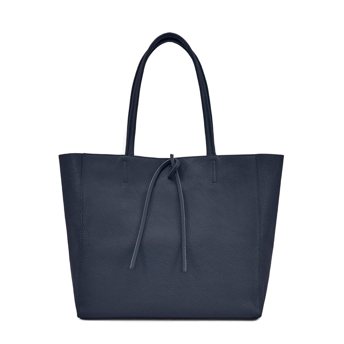 Shopper van generfd leer HOBART Marineblauw