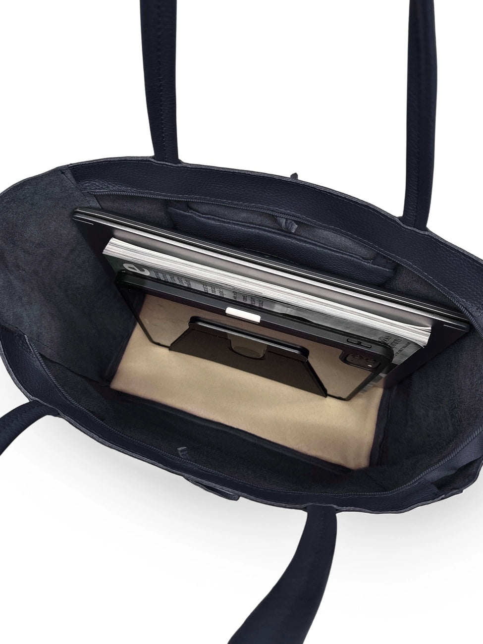Bolso shopper de piel granulada HOBART Azul marino