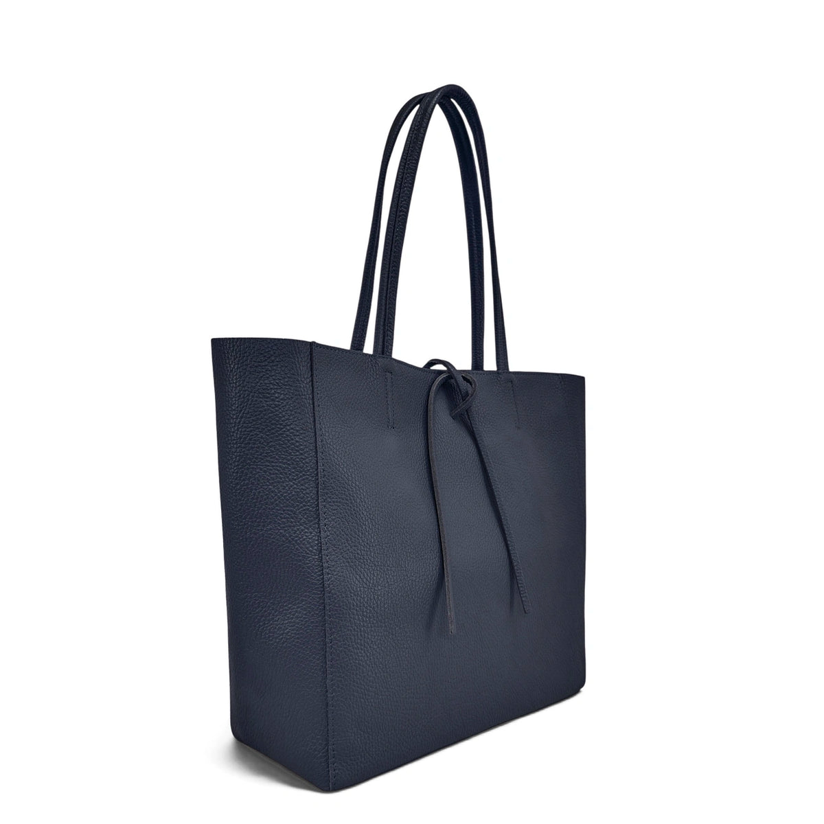 Shopper van generfd leer HOBART Marineblauw